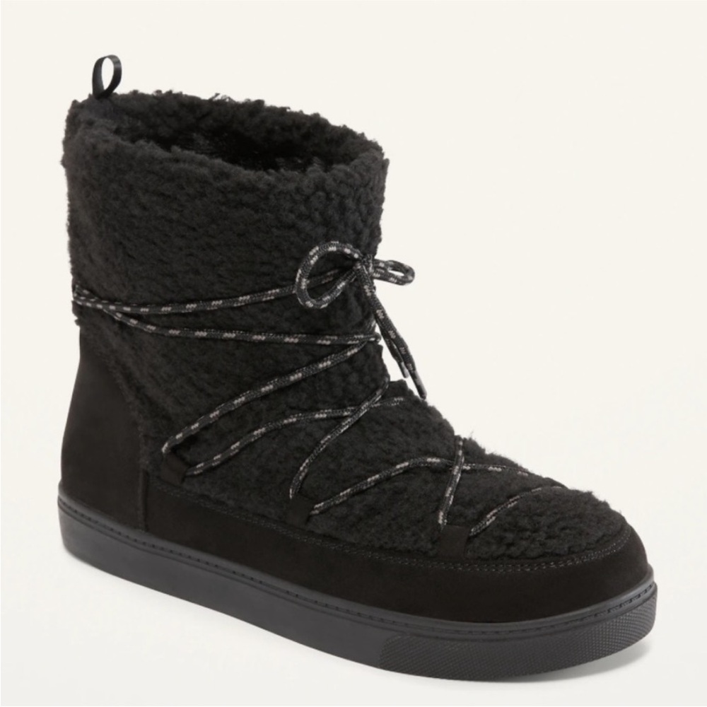 Old Navy | Faux Fur Suede Lined Sherpa Boots Blackjack Black Winter New Size 10
